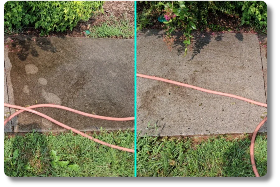 Concrete driveway cleaning before and after Roanoke VA