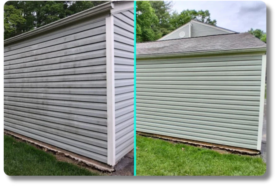 Exterior house washing before and after Virginia