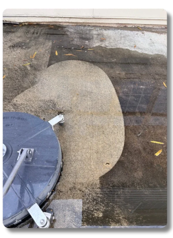 Hot Shot Pressure Washing surface cleaner cleaning a concrete driveway in Roanoke Valley VA