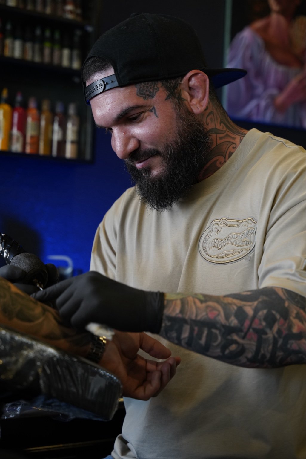 Adrian Aguirre tattooing at Black Craft Tattoo Collective
