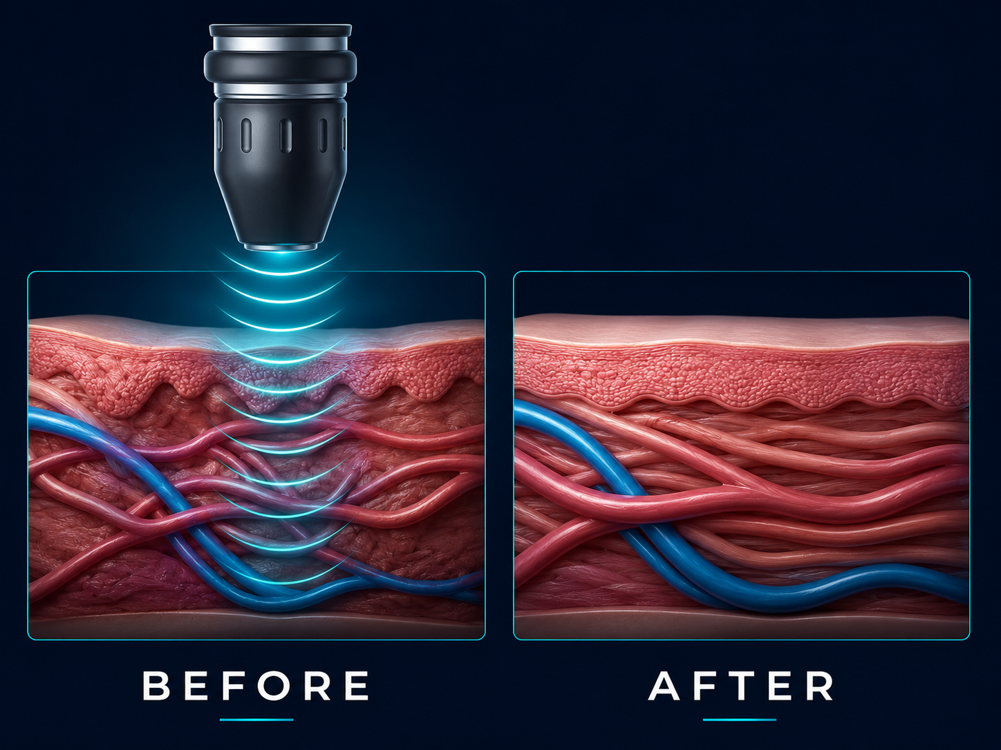 OrthoWave Shockwave Therapy — Before and After tissue comparison