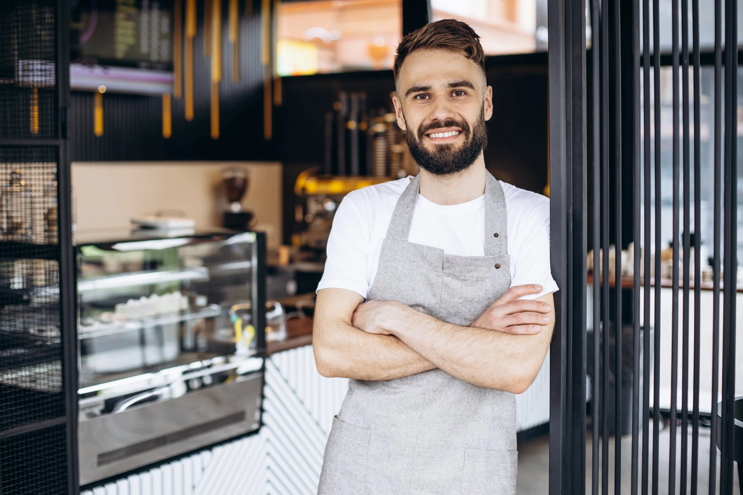 Small business owner working