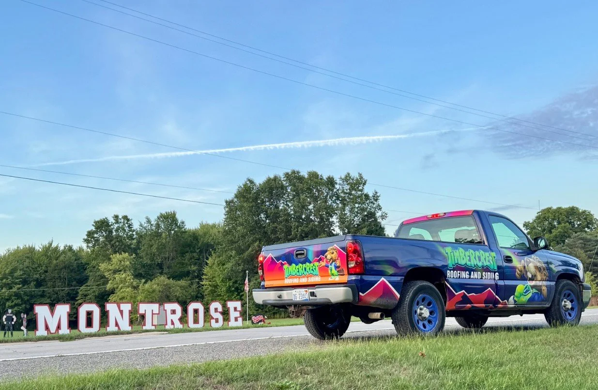 Timbercrest mascot on branded apparel and signage