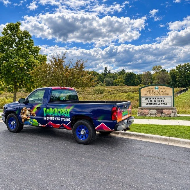 Timbercrest mascot on branded apparel and signage