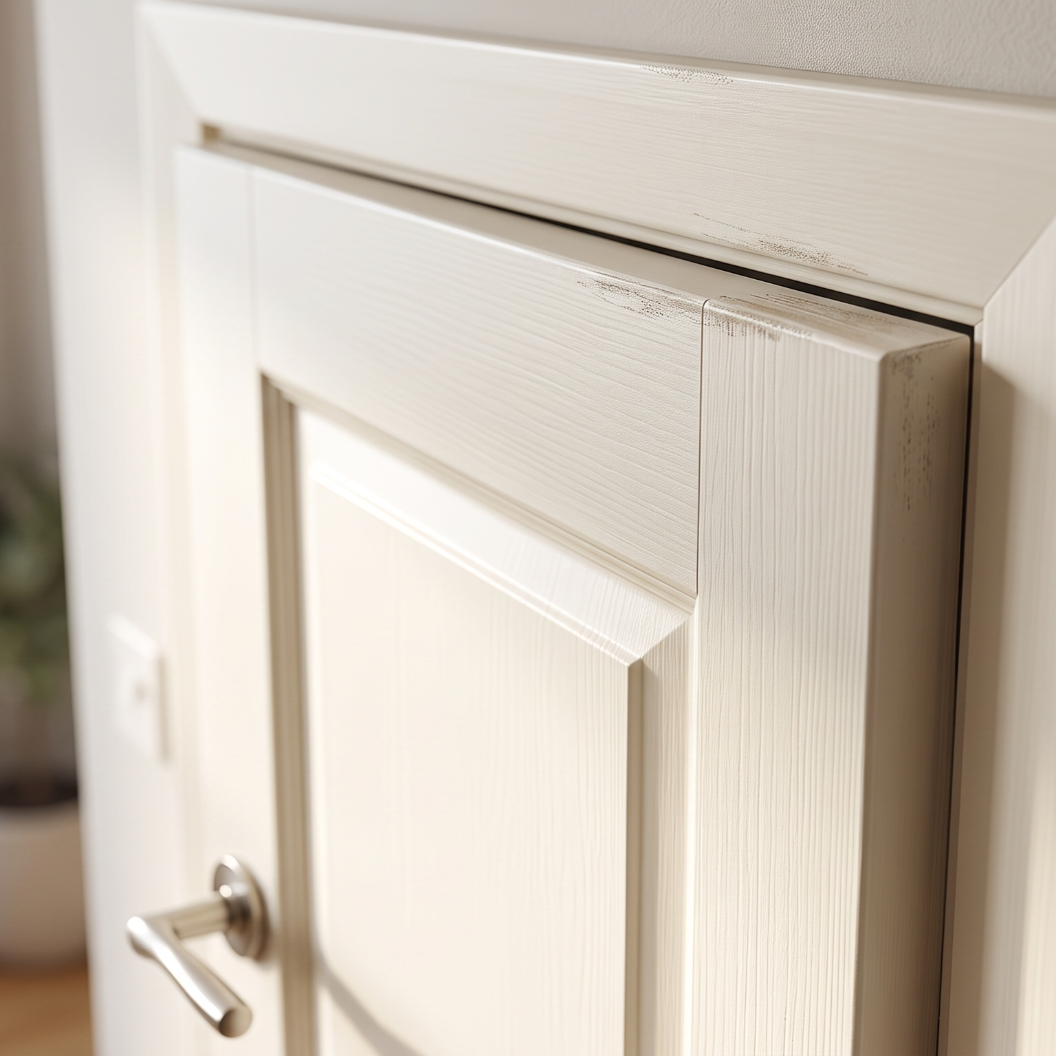 wood interior door stuck against damp door frame