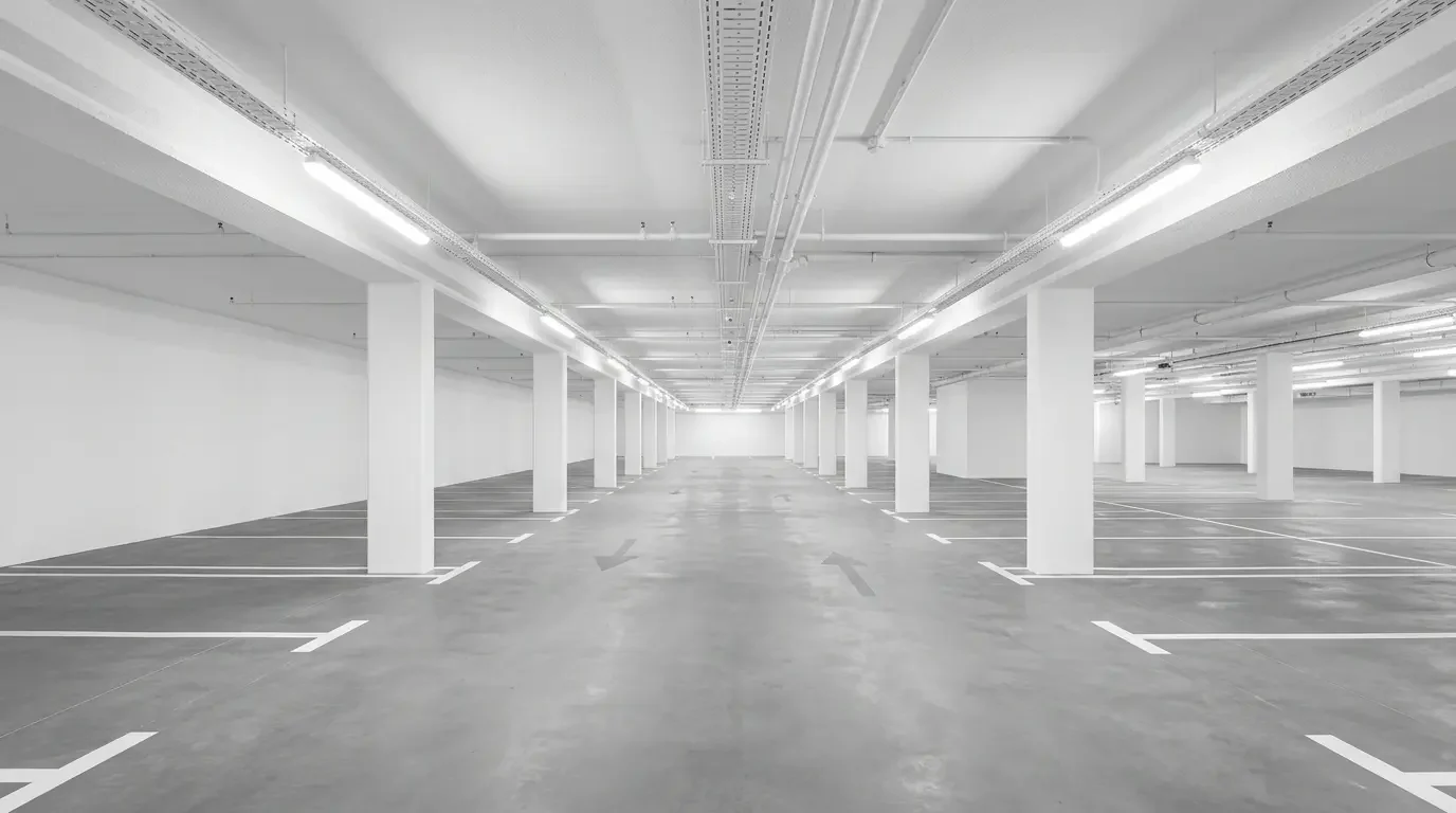 Spuitwerken parkeergarage — epoxy en coating op beton en staal