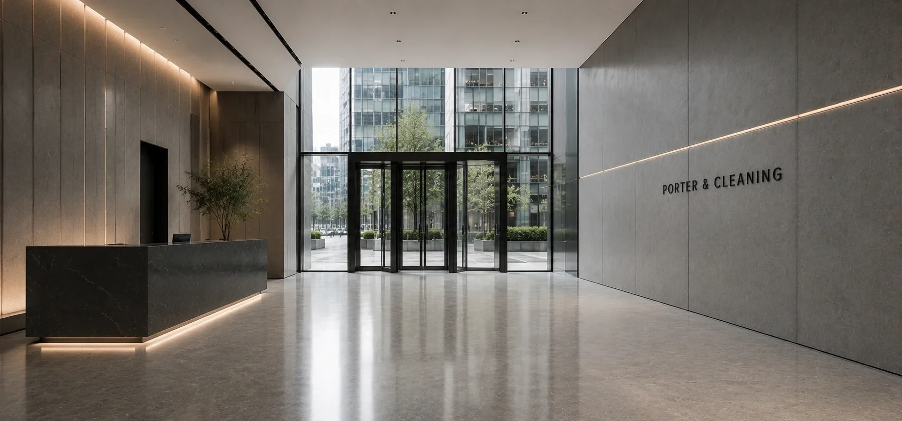 Clean building lobby