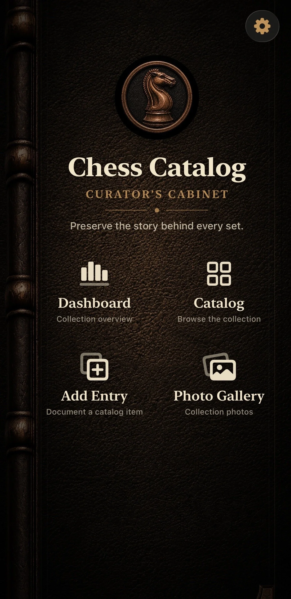 ChessCatalog title and table of contents screen