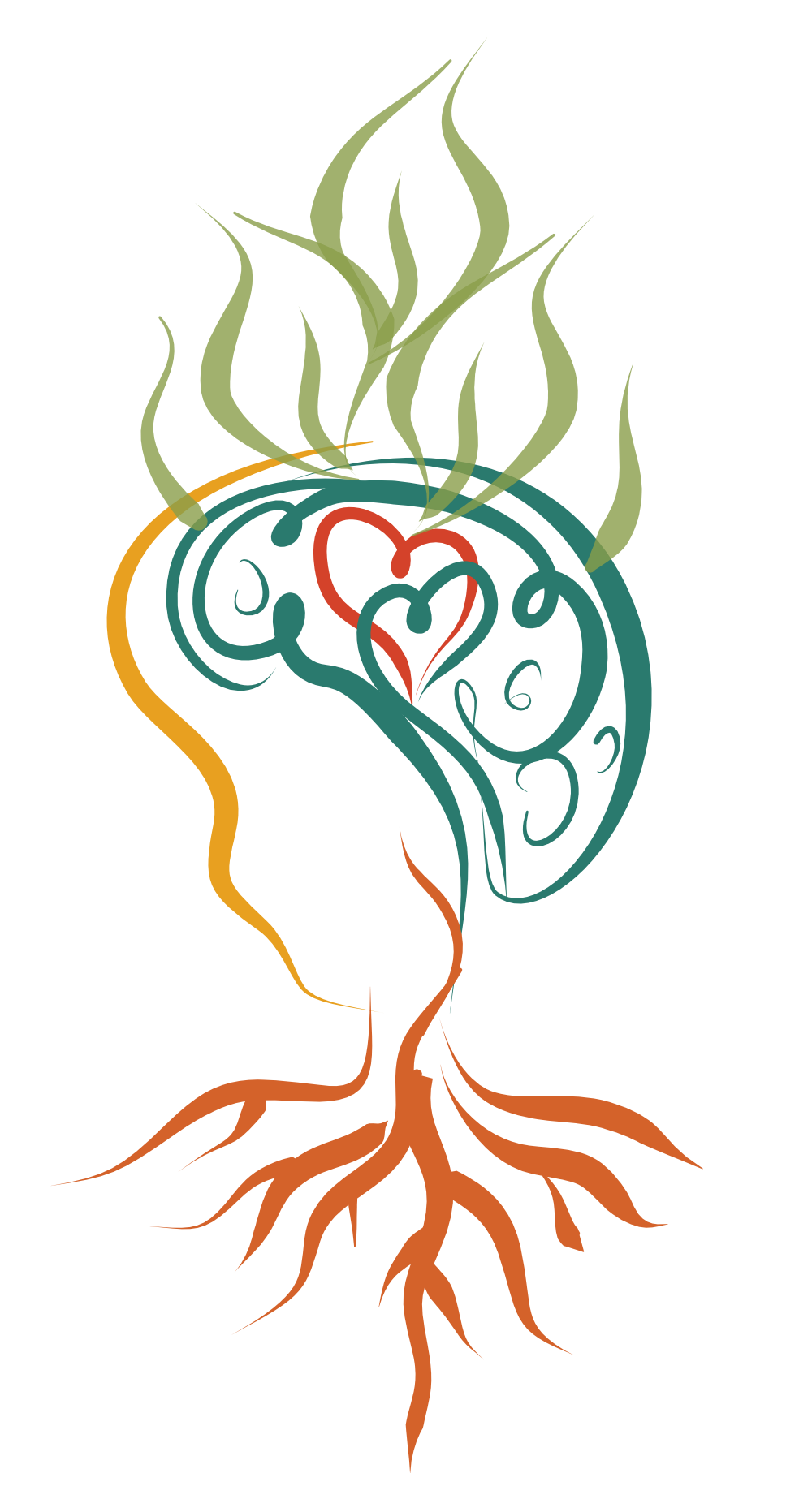 AG Therapies — brain, heart and roots illustration