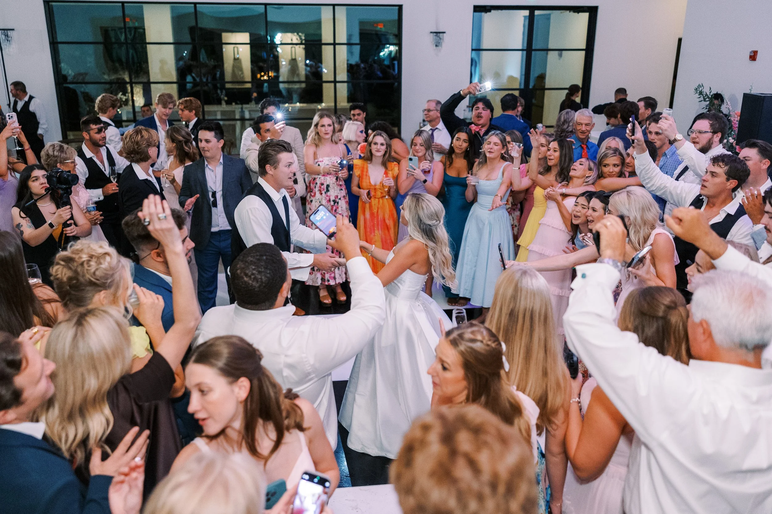 Packed wedding dance floor