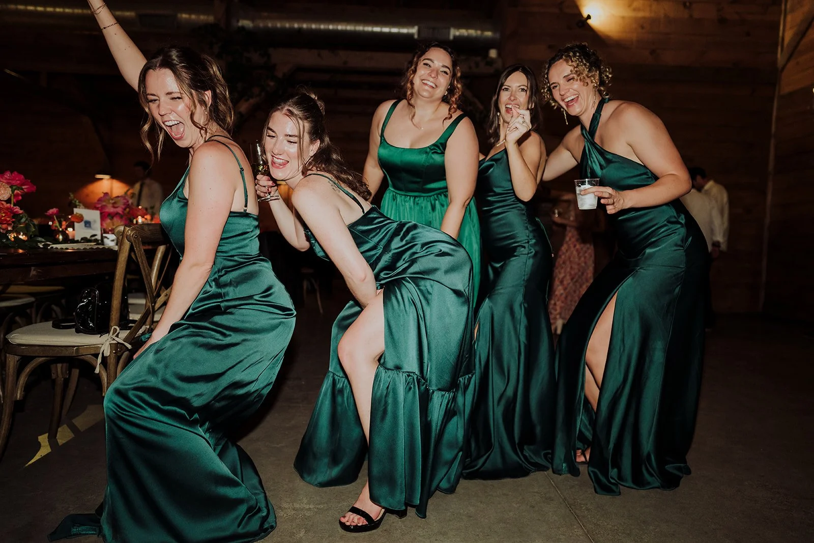 Wedding guests celebrating on the dance floor
