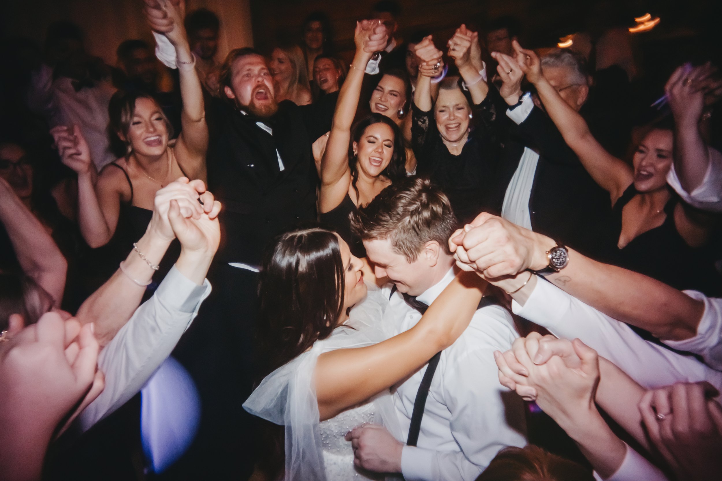 Packed wedding dance floor