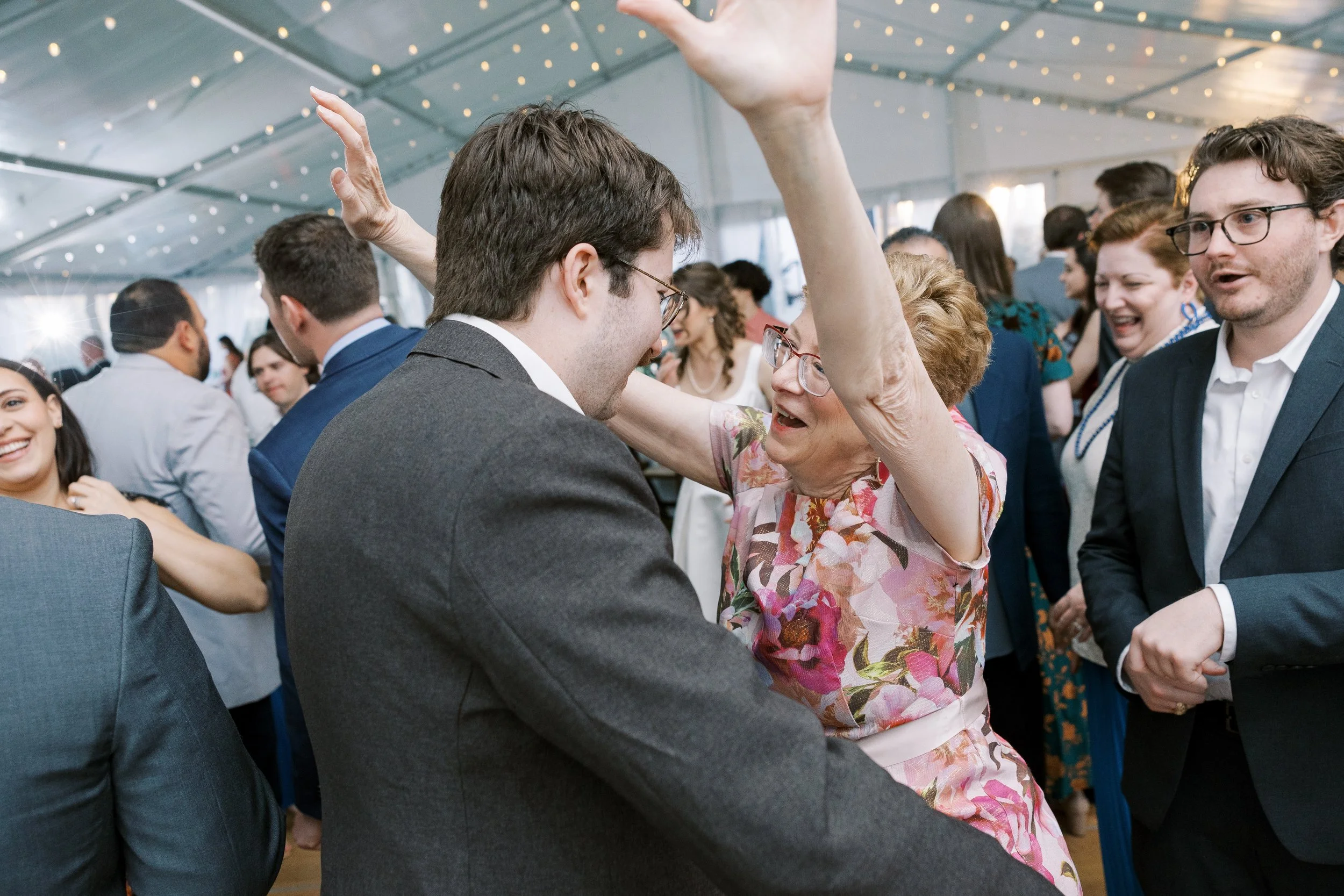 Packed wedding dance floor