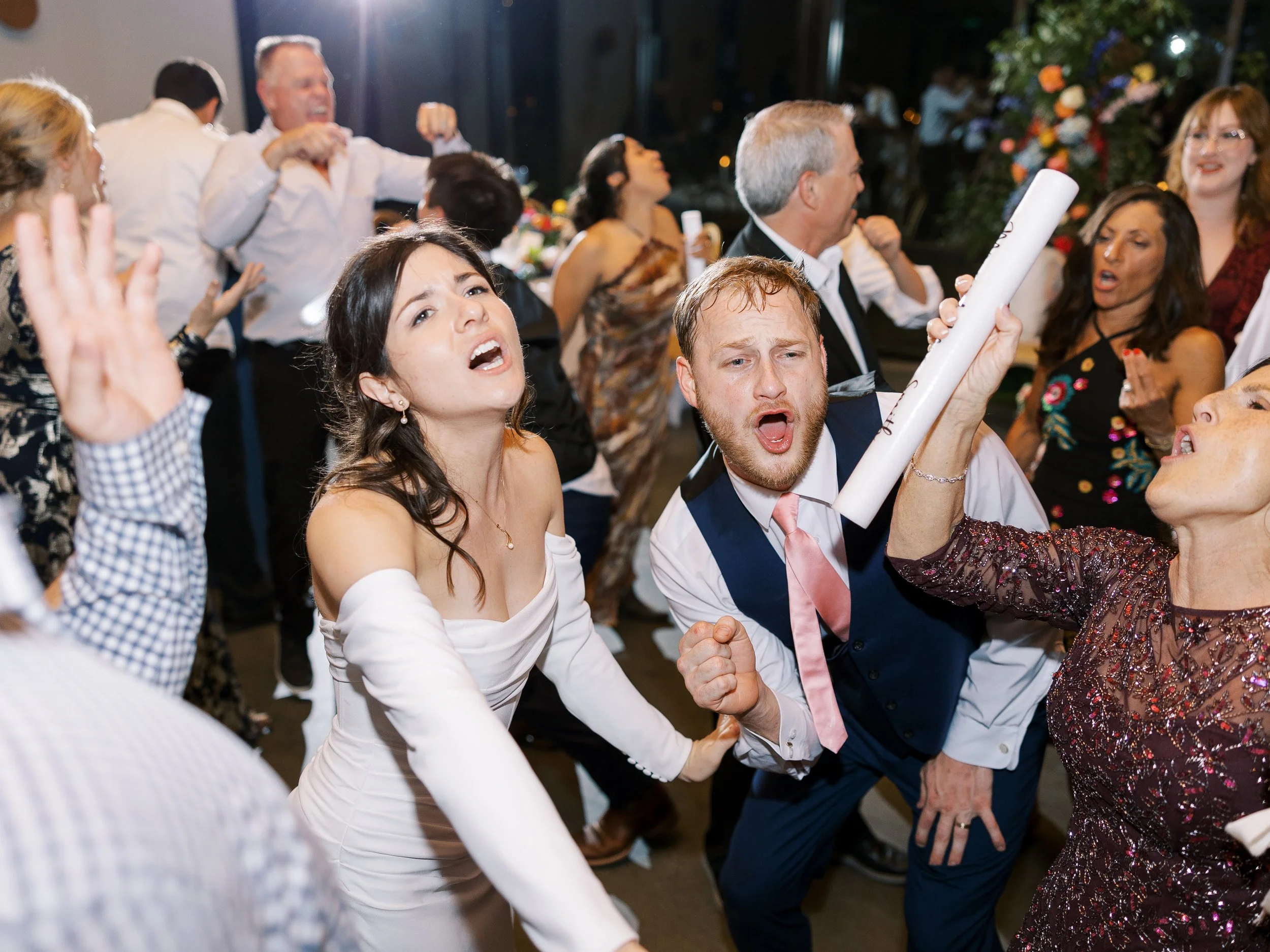 Packed wedding dance floor