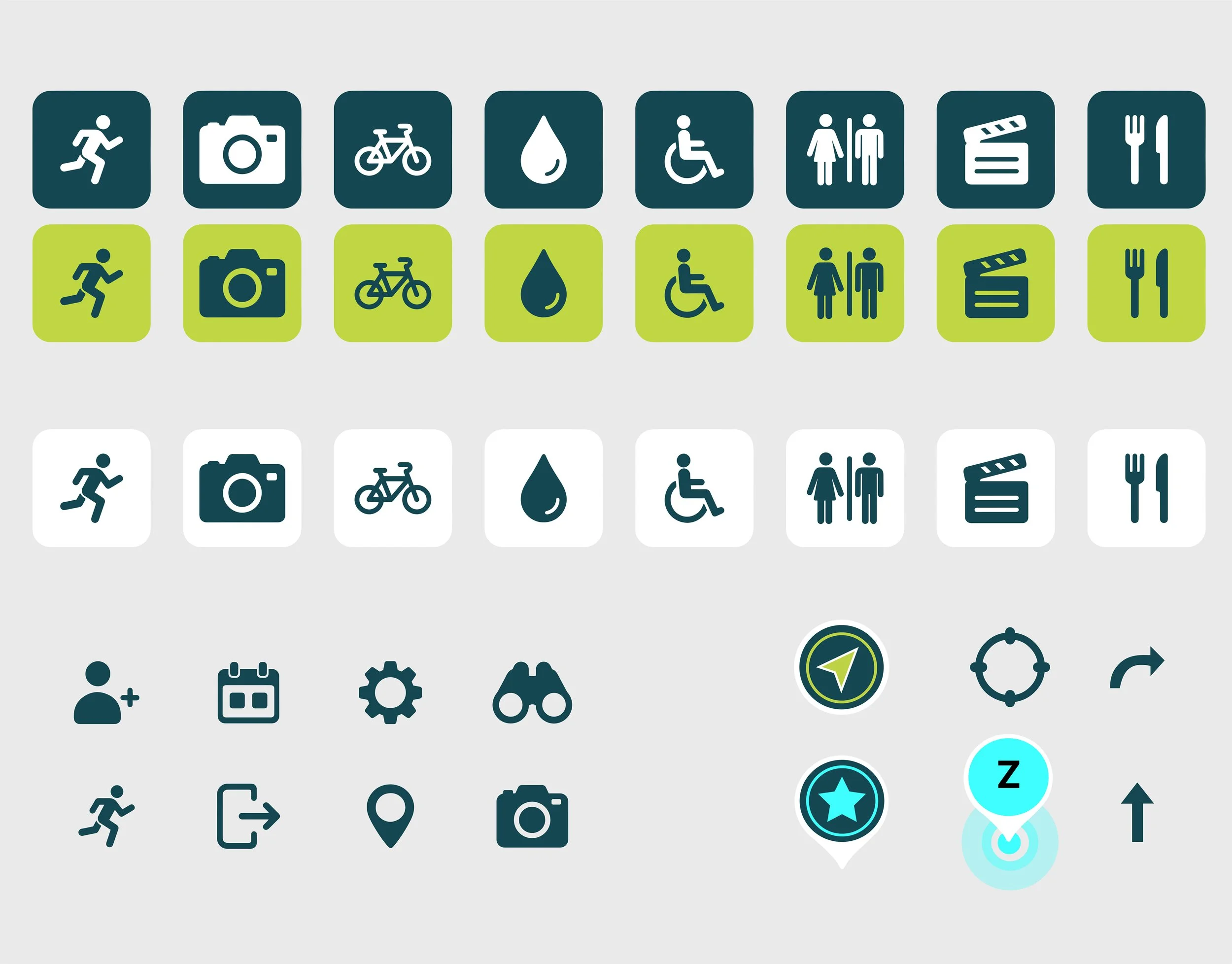 Central Park Go icon system and menu interface