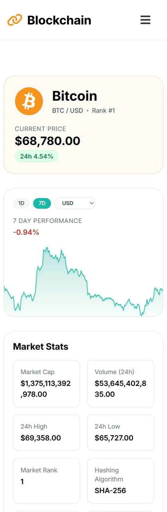 Blockchain mobile coins page