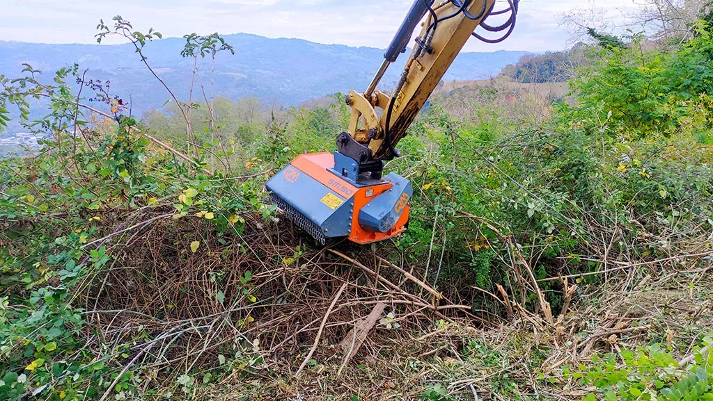 QM SM Series Excavator Mulcher Attachment In Action