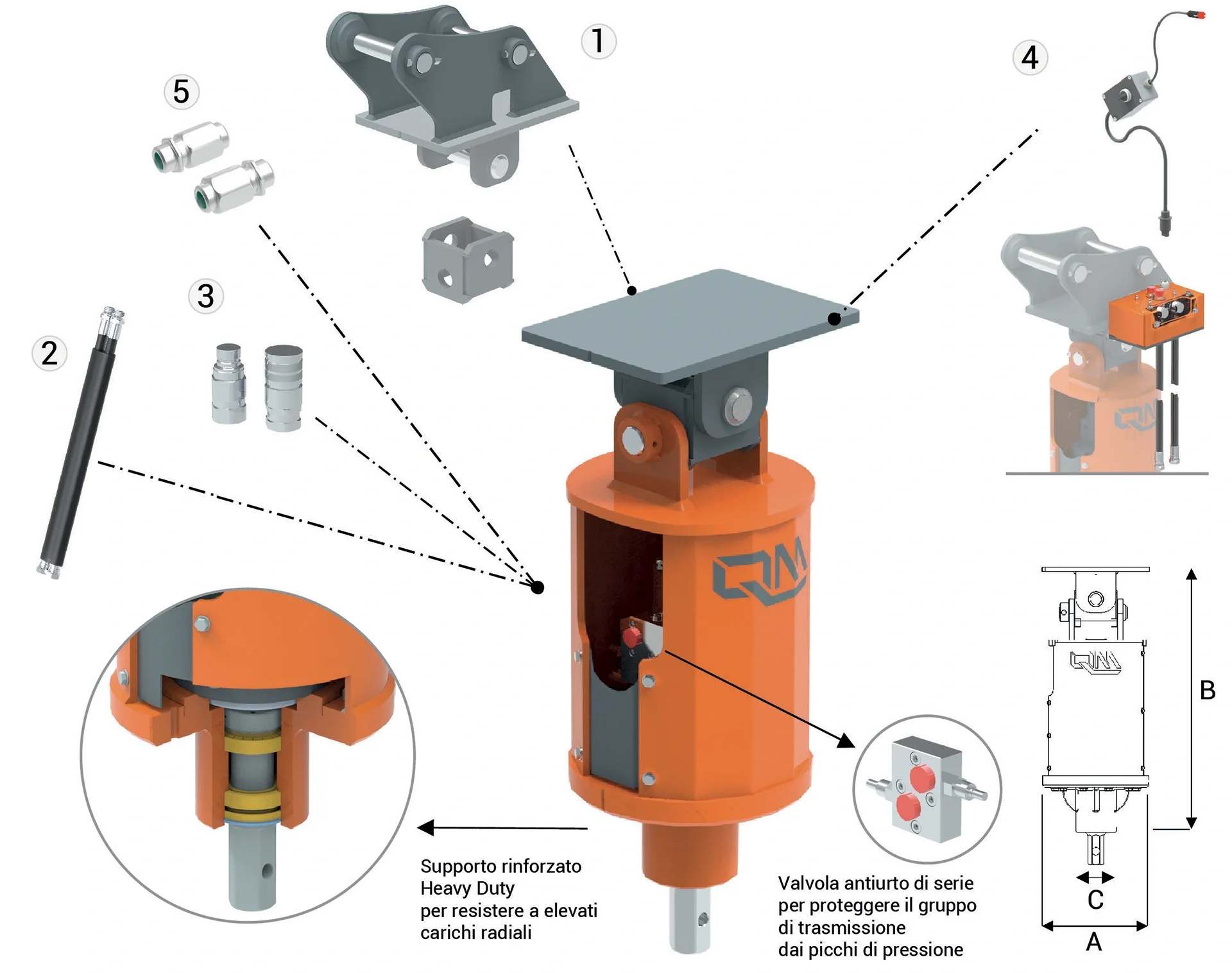 QM TL-HD Excavator Auger Schematic Blueprint