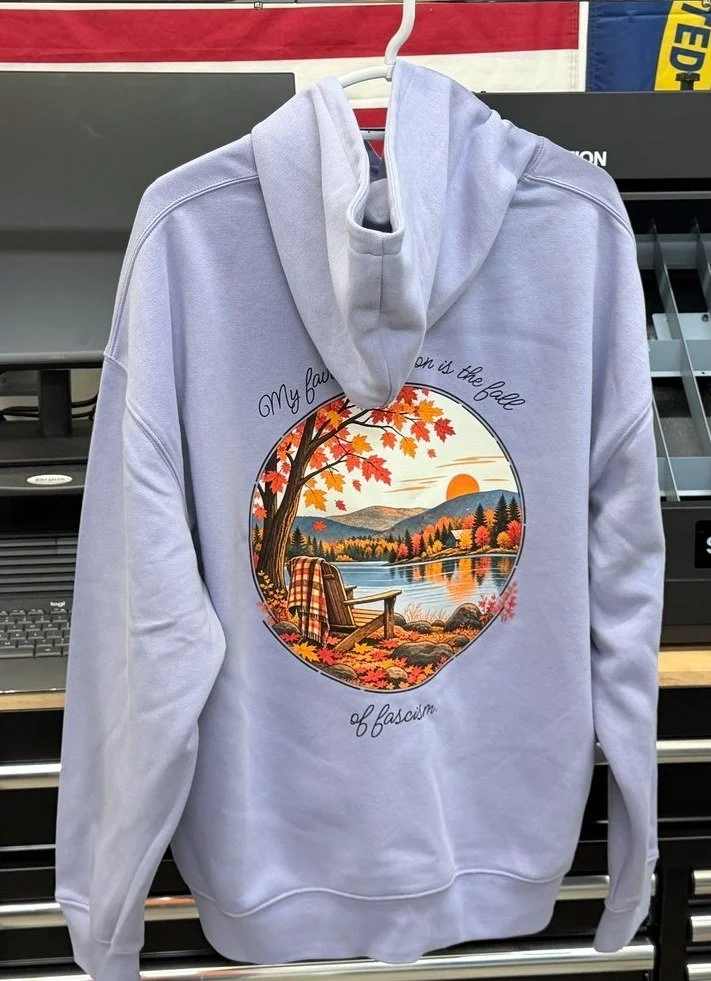 Lavender hoodie, back print