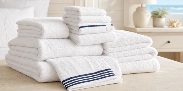 Stacked white towels
