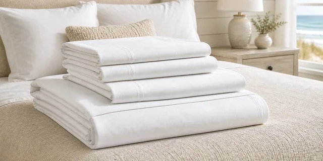Folded white linen set