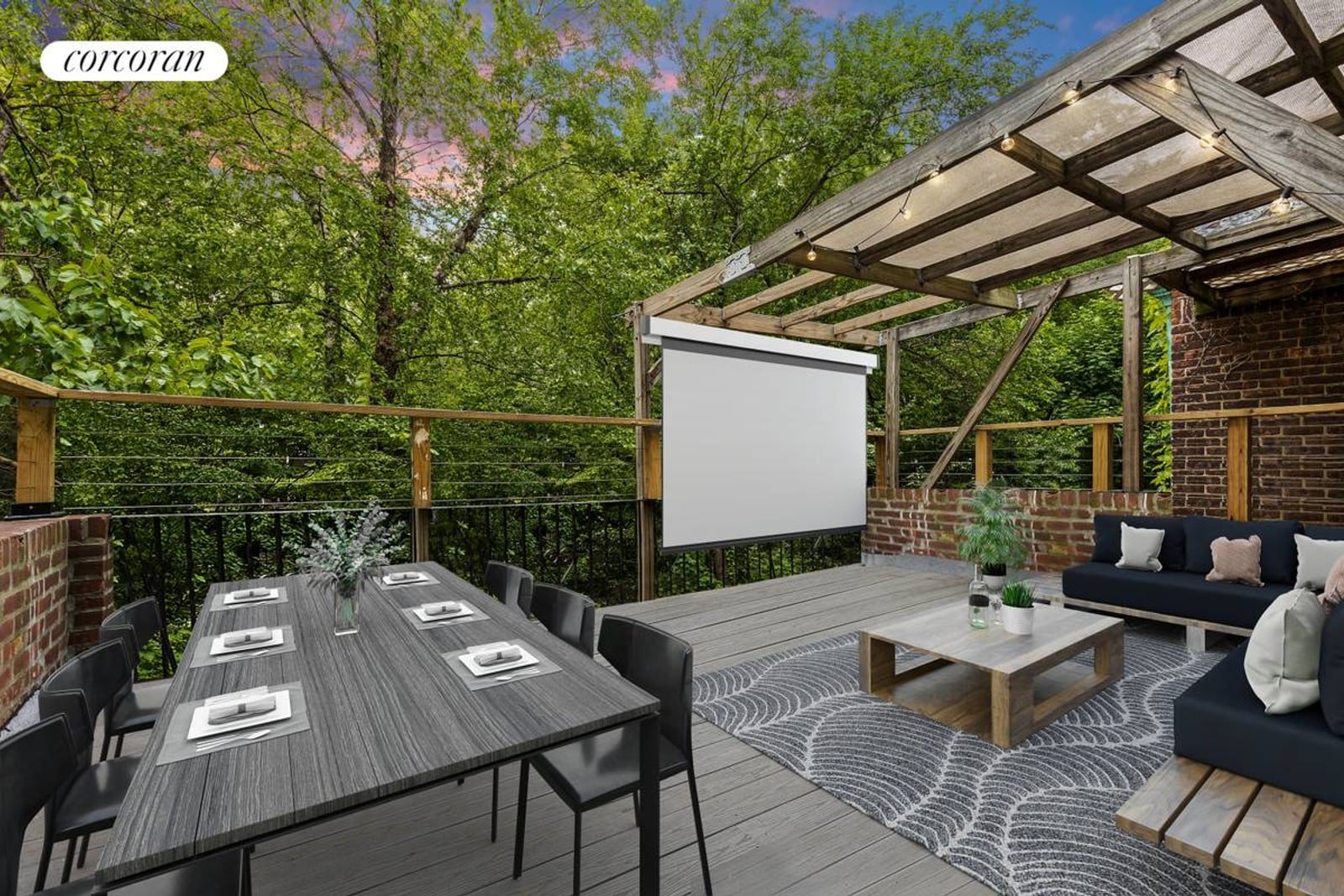 Upper terrace with outdoor dining area