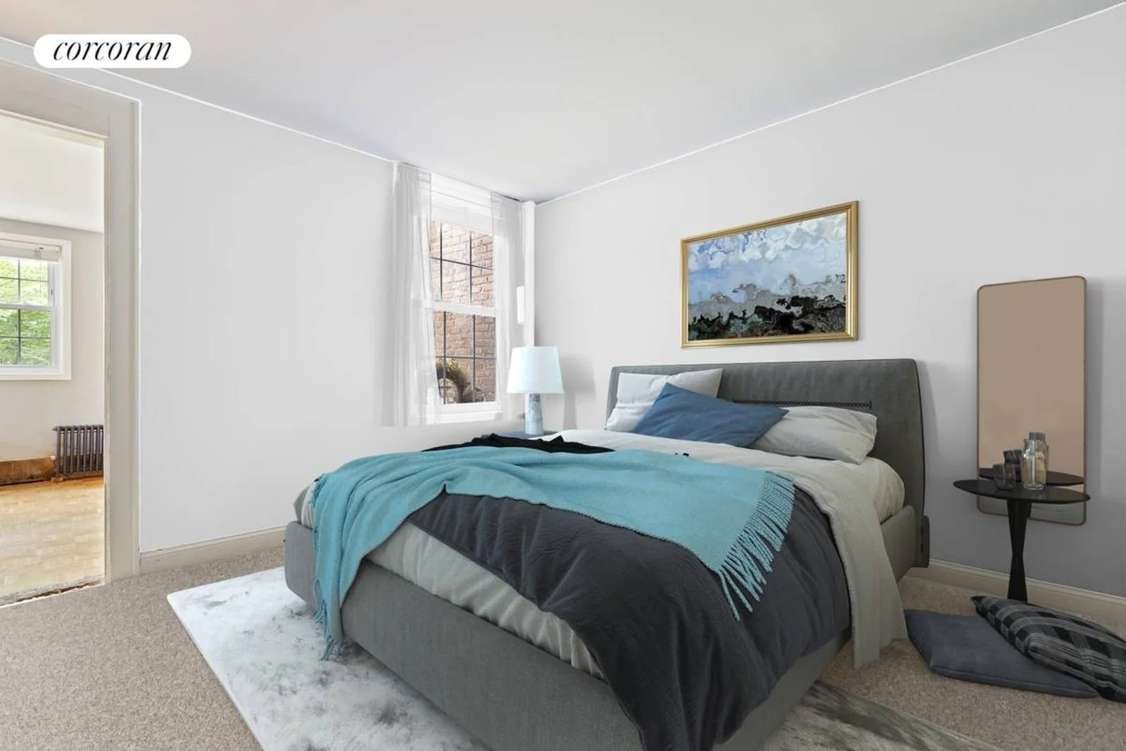Bedroom with garden light
