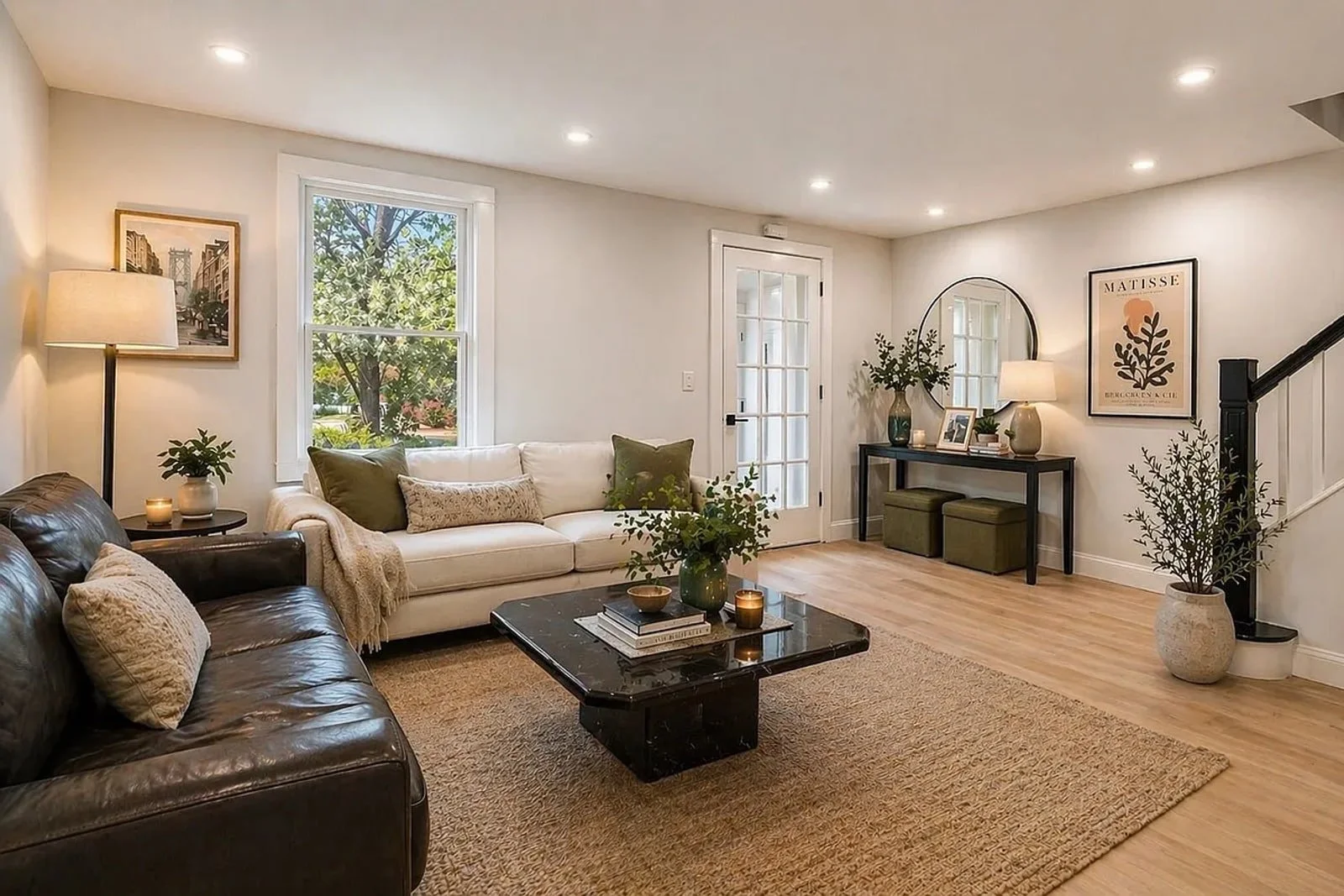 Living room with a garden outlook