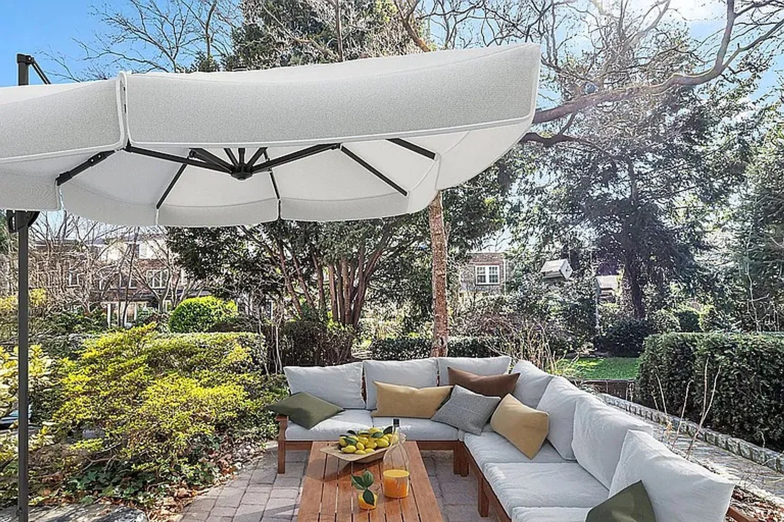 Private garden terrace within Hamilton Court