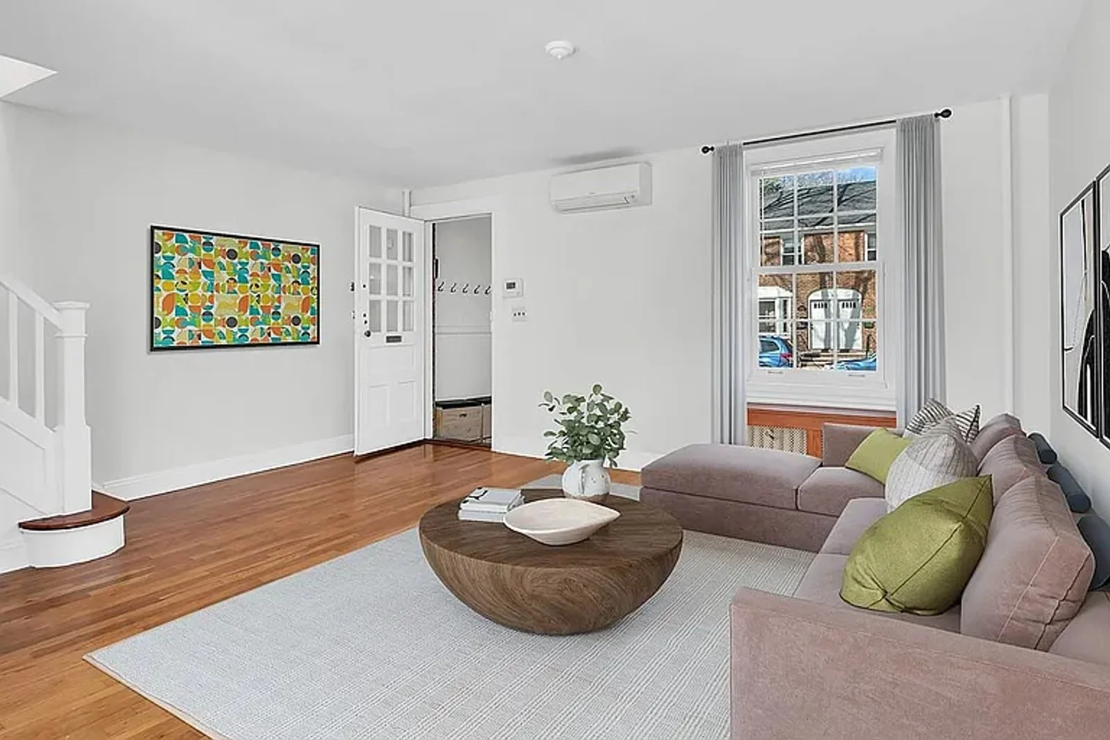 Living room with original hardwood floors