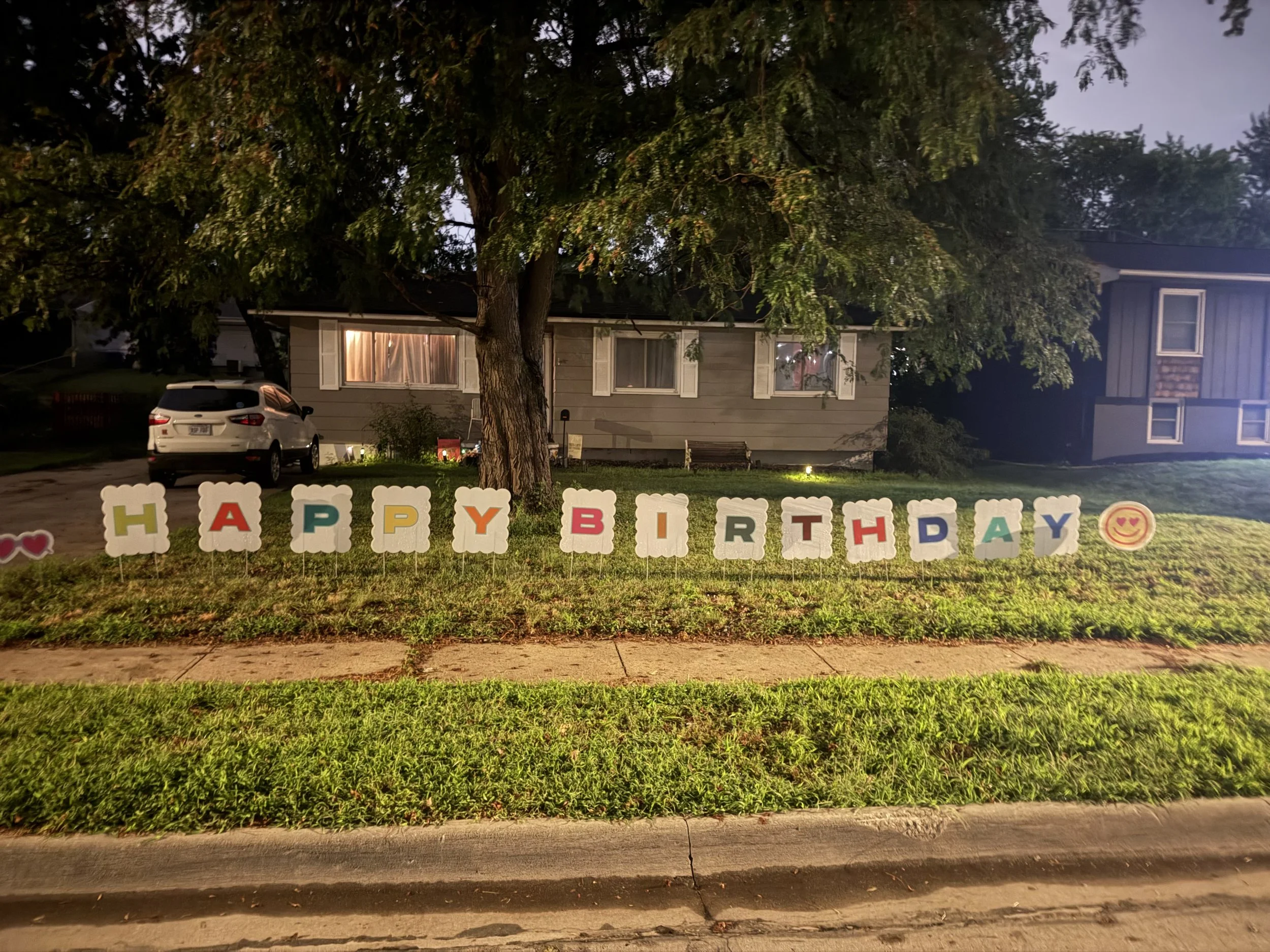 Birthday yard sign installed in Papillion