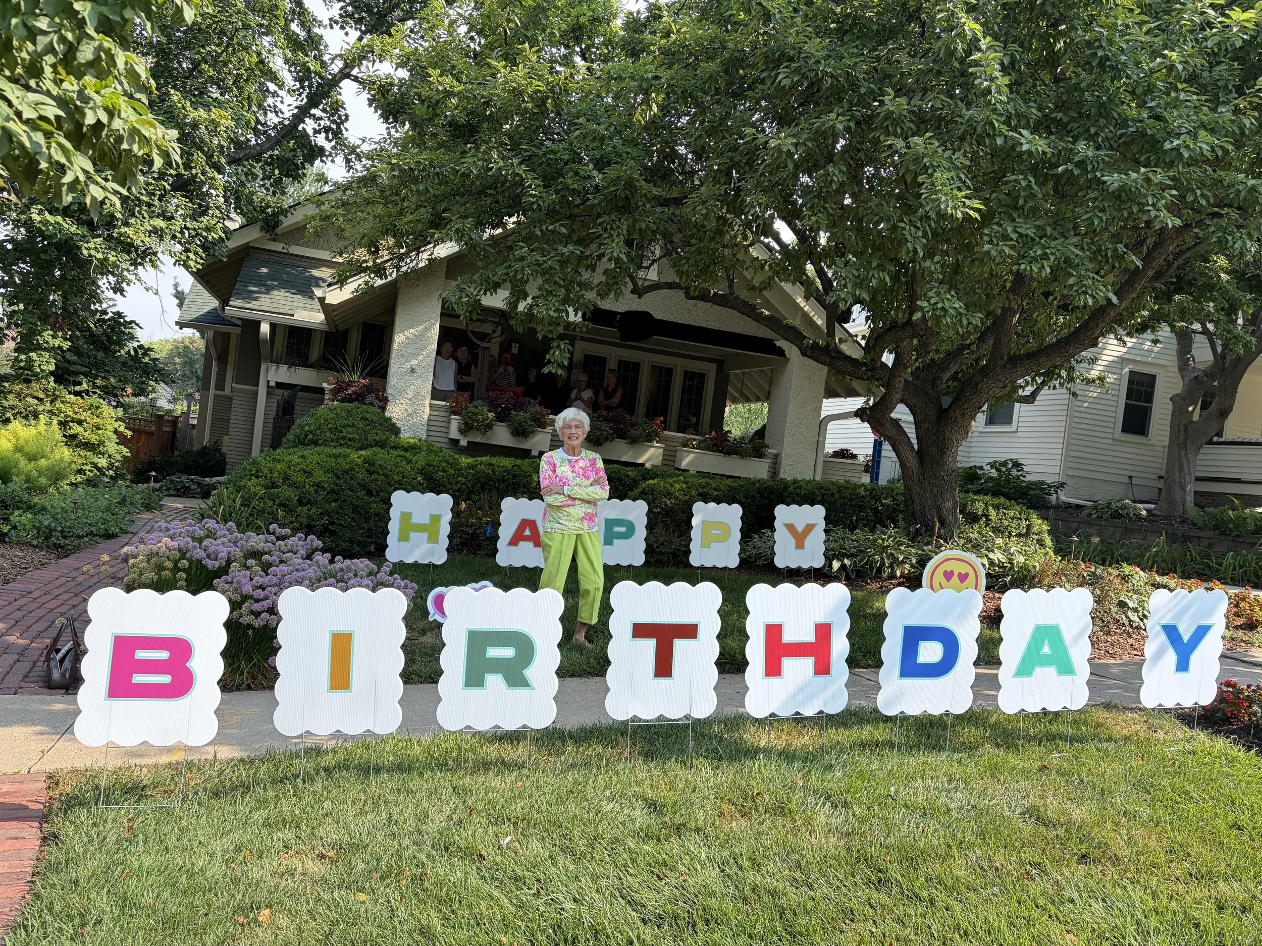 Birthday yard sign installed in Dundee, Omaha