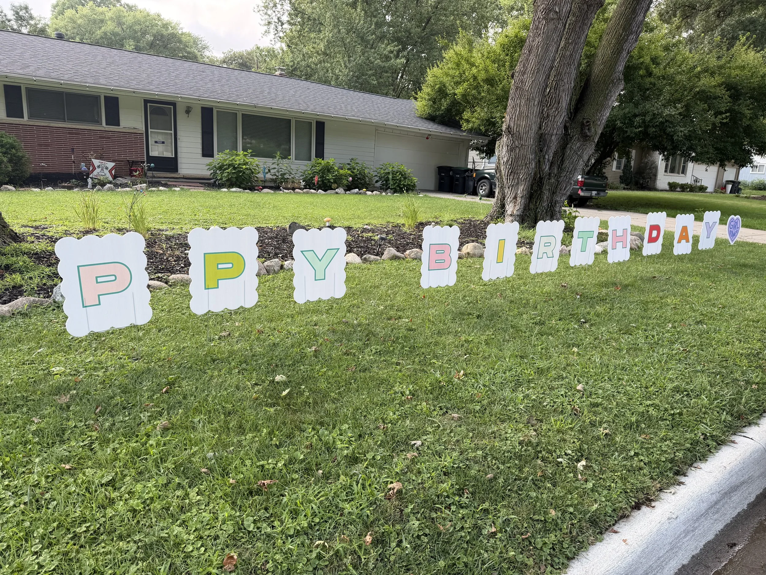 Birthday yard sign installed in Westside, Omaha