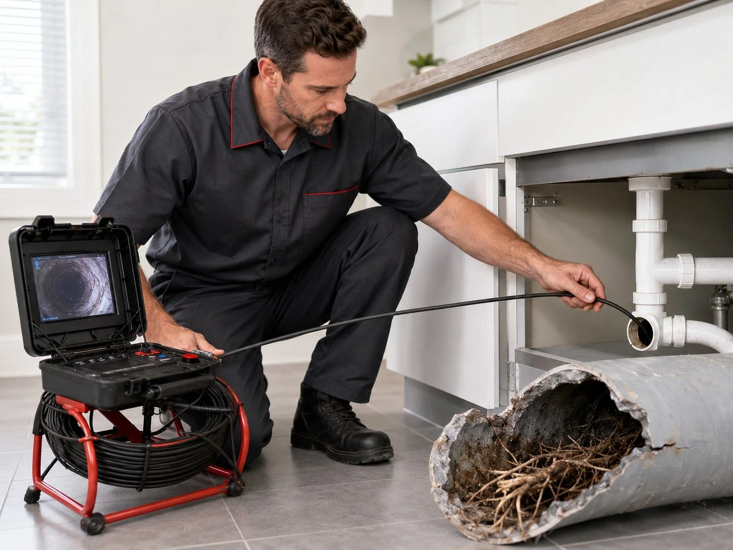 MBM plumber performing drain repair in Markham