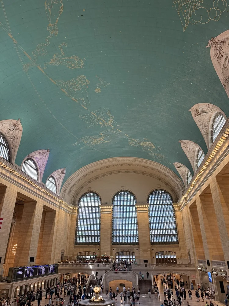 Grand Central Terminal’s turquoise celestial ceiling above the main concourse.