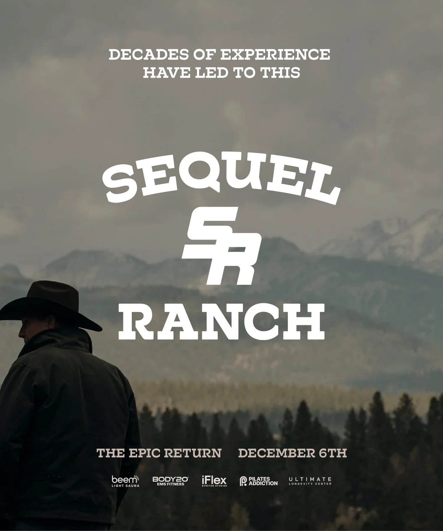 Sequel Ranch key art: a rancher overlooking the mountains. The Epic Return, December 6