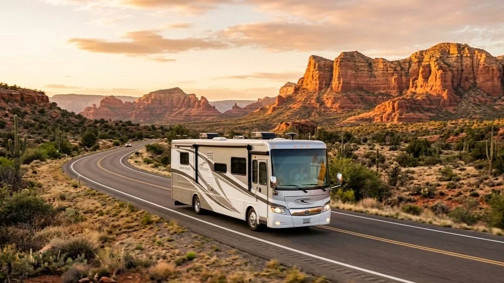 Well-maintained Class A motorhome in excellent condition — the result of proper covered storage in the Phoenix metro area