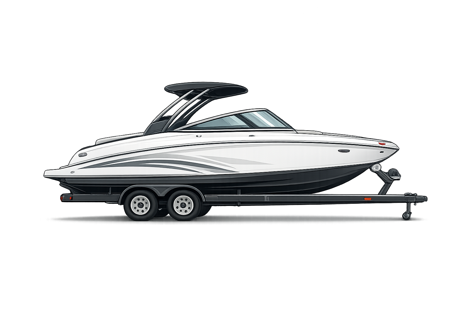 Icon illustration of a boat and trailer, representing enclosed boat storage available at select Carefree Covered RV Storage locations