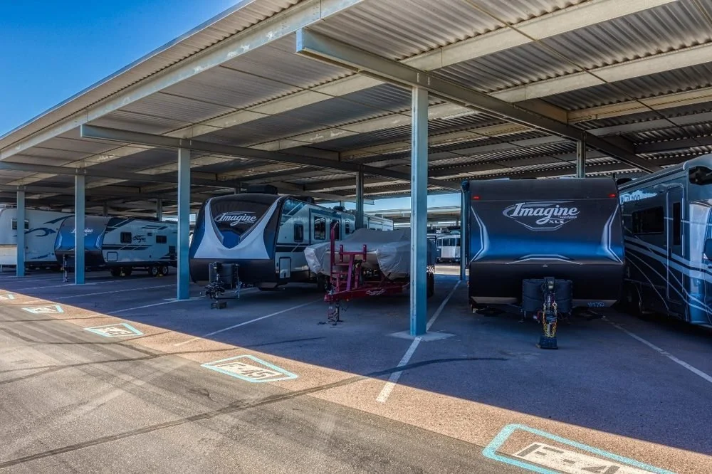 Covered carport RV storage row at Carefree Covered RV Storage in Chandler, AZ