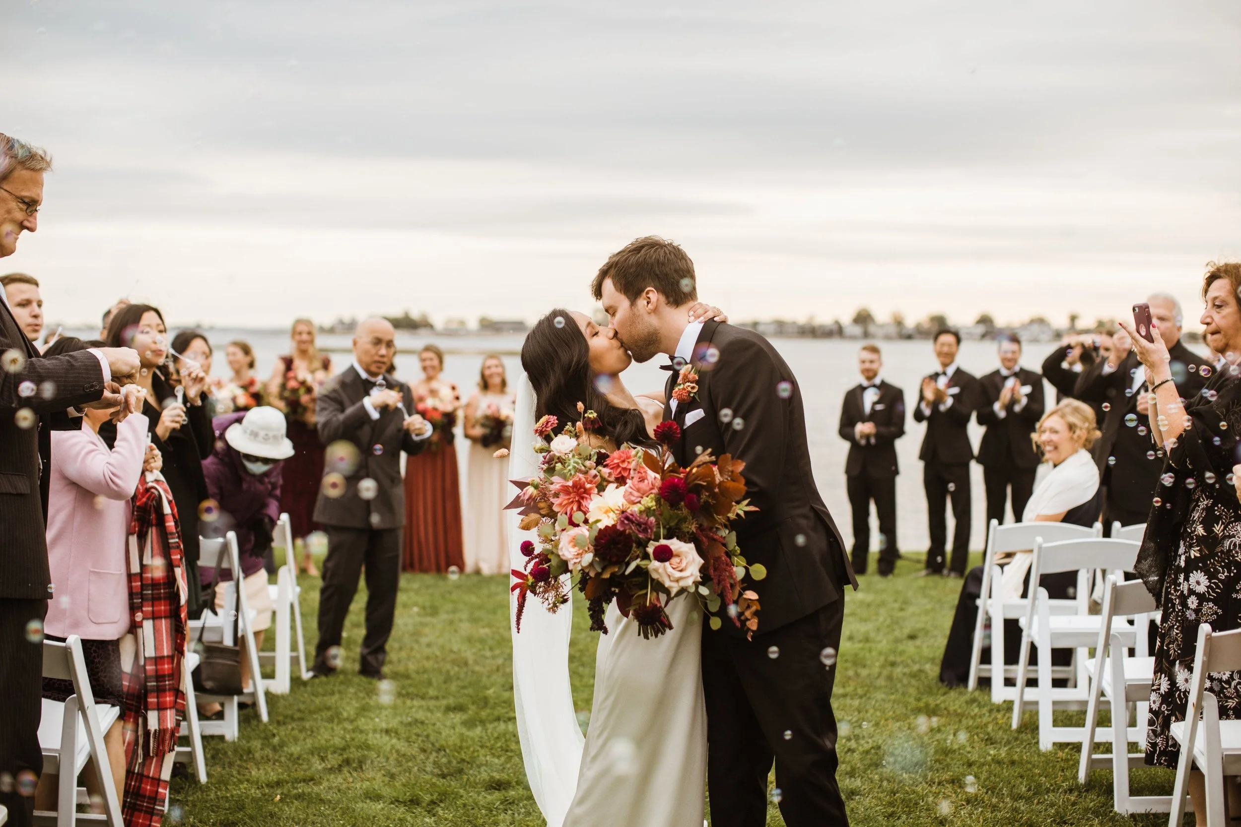 Outdoor wedding setting at The Inn at Longshore