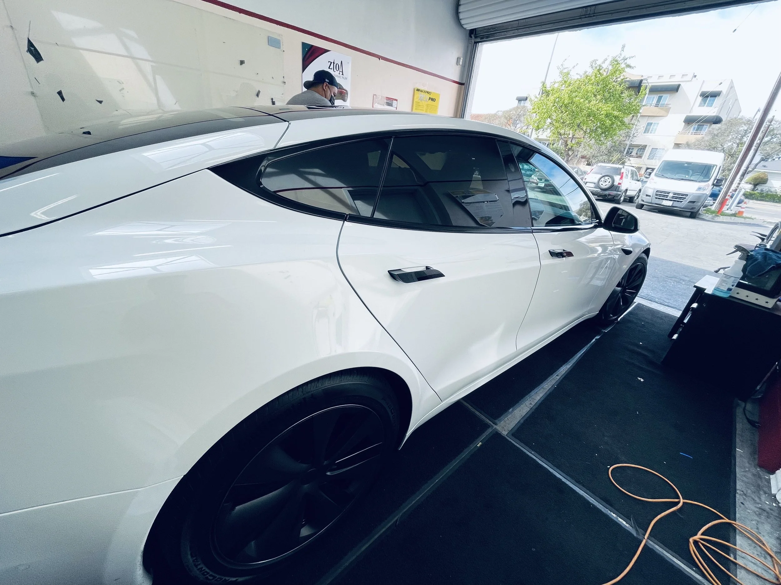 Completed car window tint project