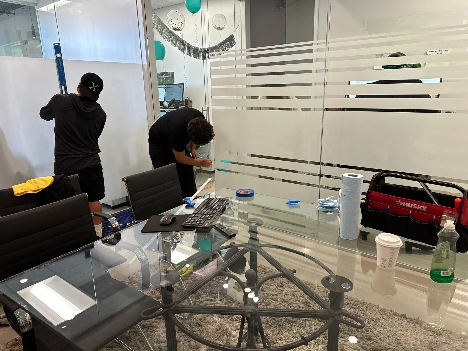 Commercial glass tinting installation