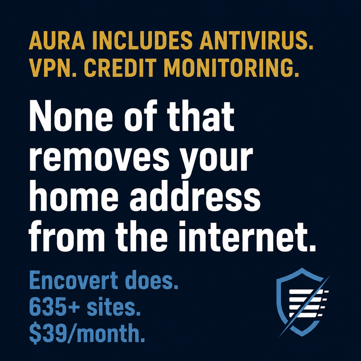 Encovert vs Aura — data removal coverage and professional features