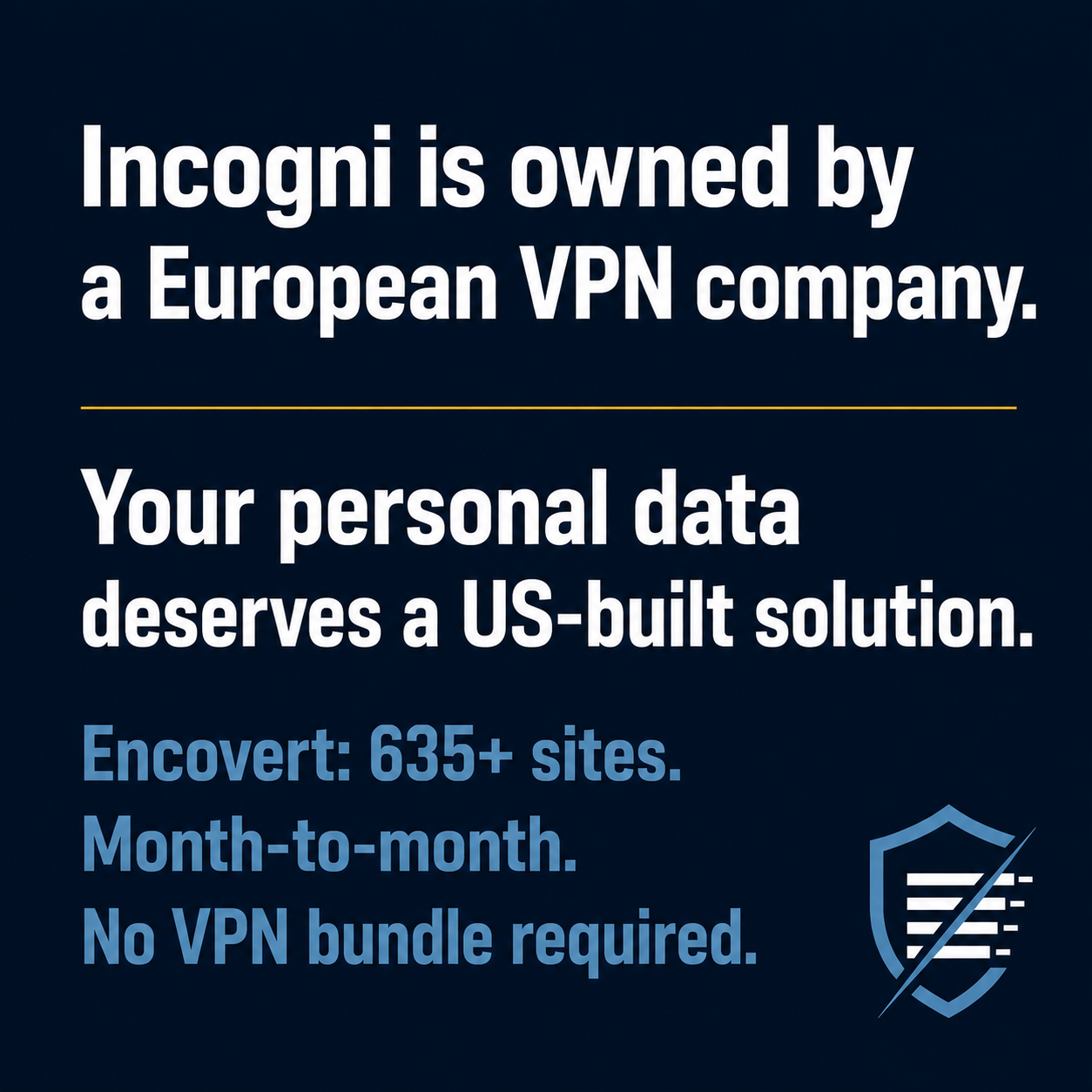 Encovert vs Incogni coverage gap — 635 vs 420 sites