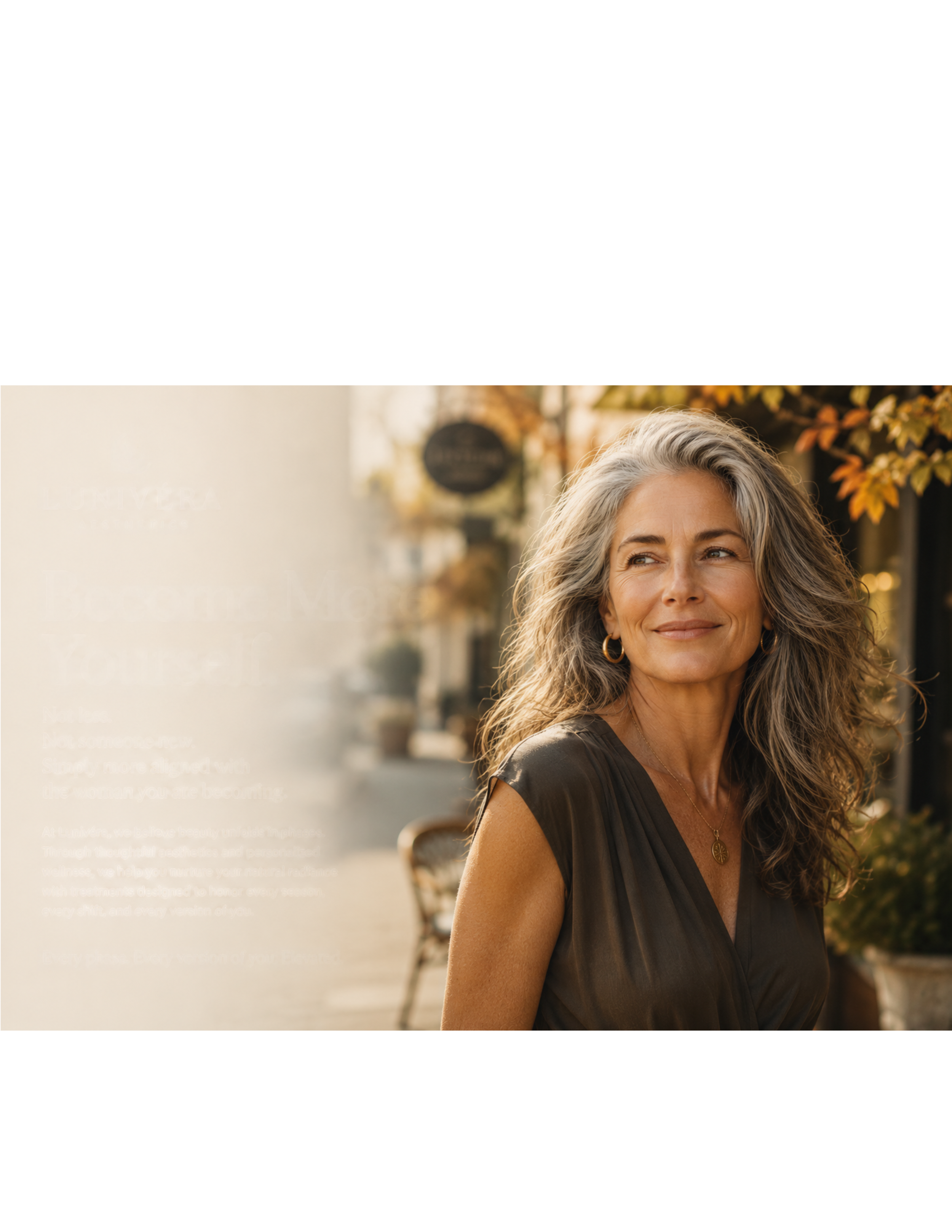Confident mature client representing Lunivéra Aesthetics