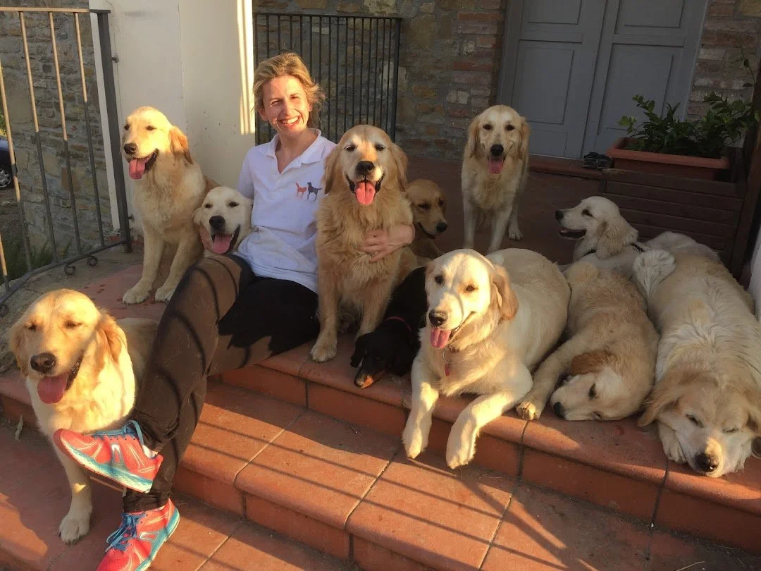 Erika Solevante con i Golden Retriever Mojave — Allevamento Athena's Spring Cottage