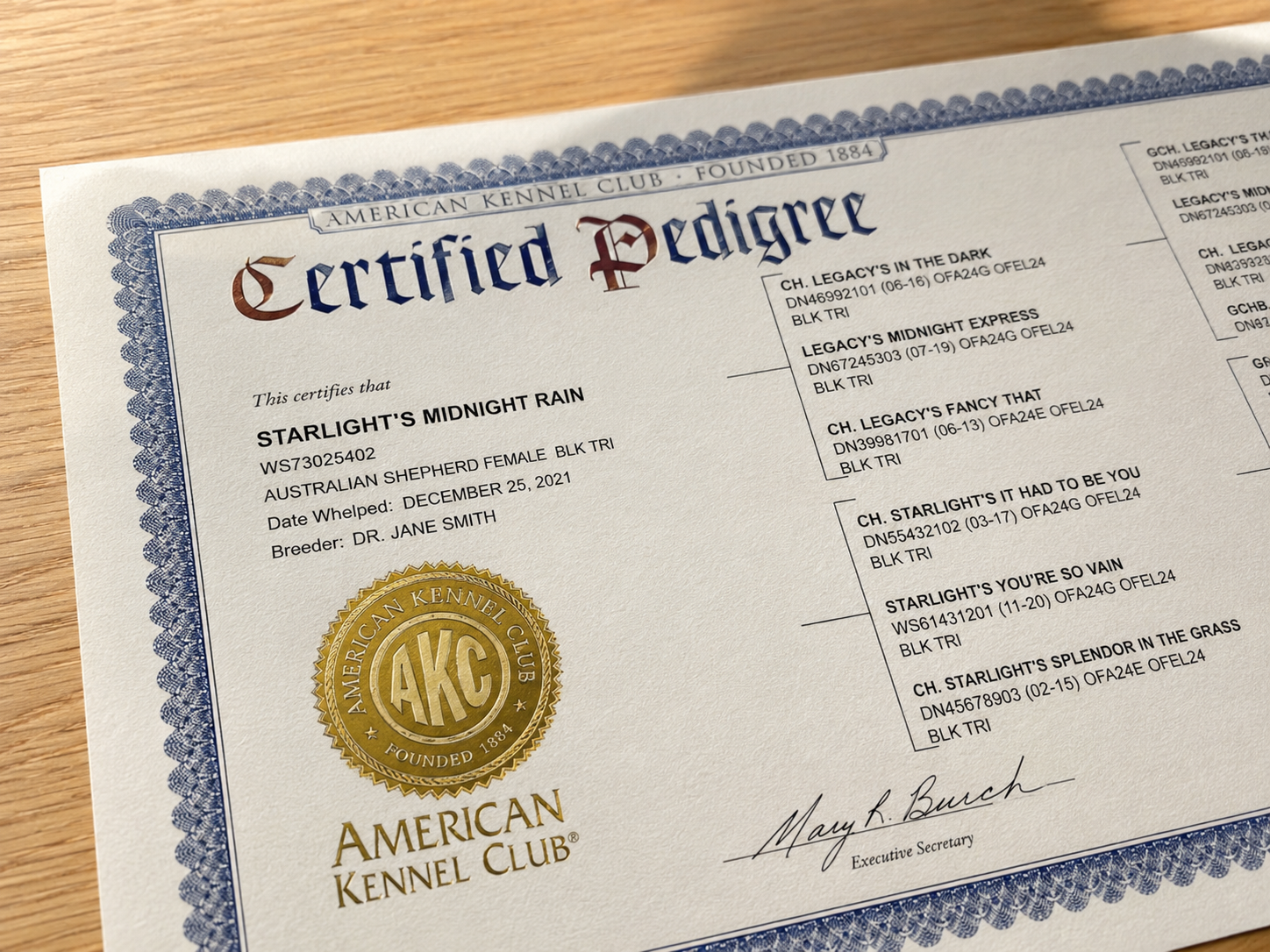 Dossier clinico e certificati genetici Mojave