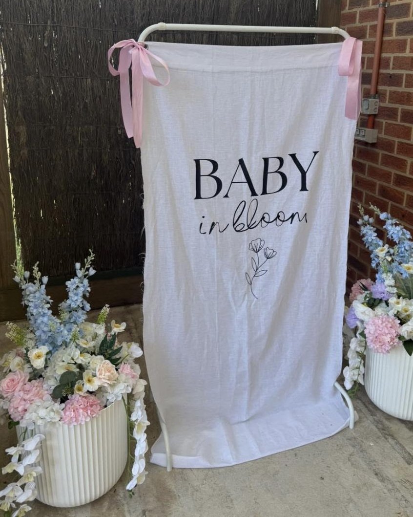 Baby in Bloom Linen Sign