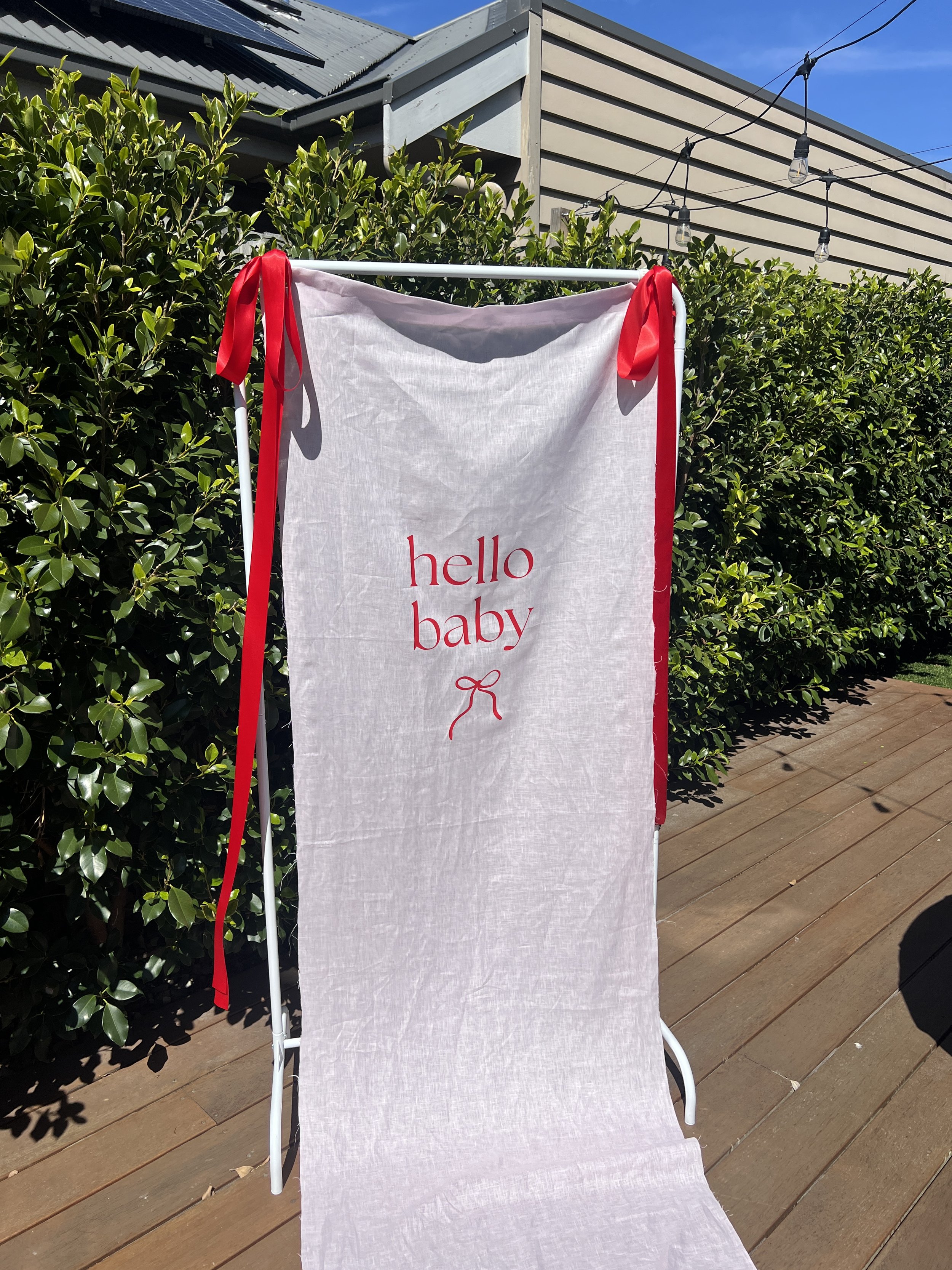 Pink Hello Baby Linen Sign