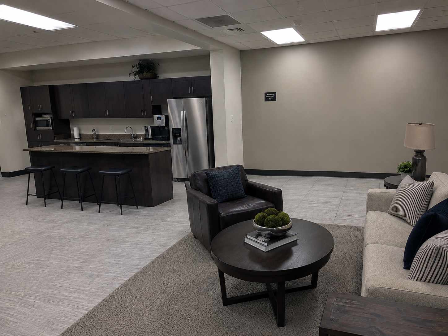 A break room before a market is installed